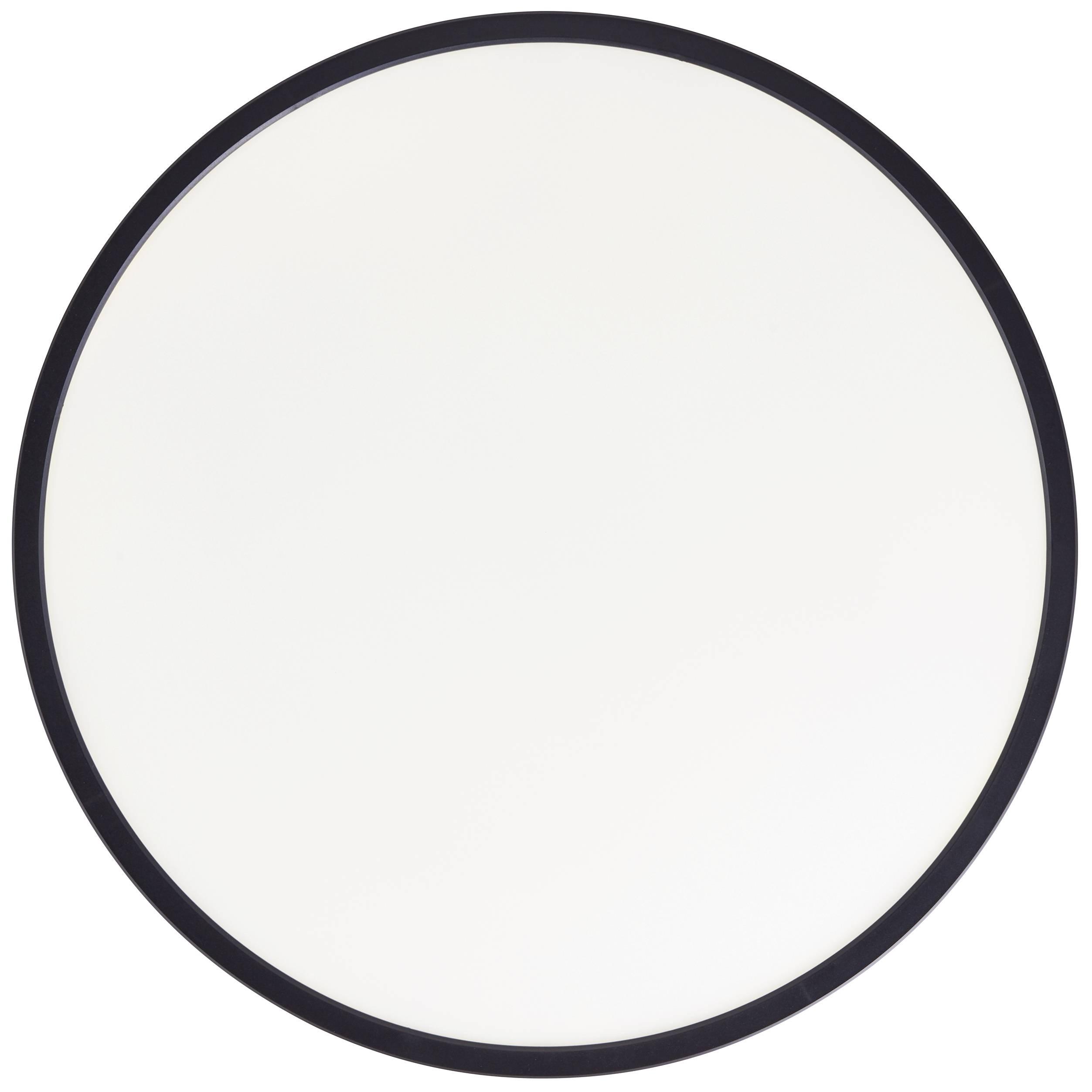 Runder weißer Kreis mit schwarzem Rand; neutral und dekorativ, ohne spezifische Muster oder Schrift.