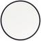 Runder weißer Kreis mit schwarzem Rand; neutral und dekorativ, ohne spezifische Muster oder Schrift.