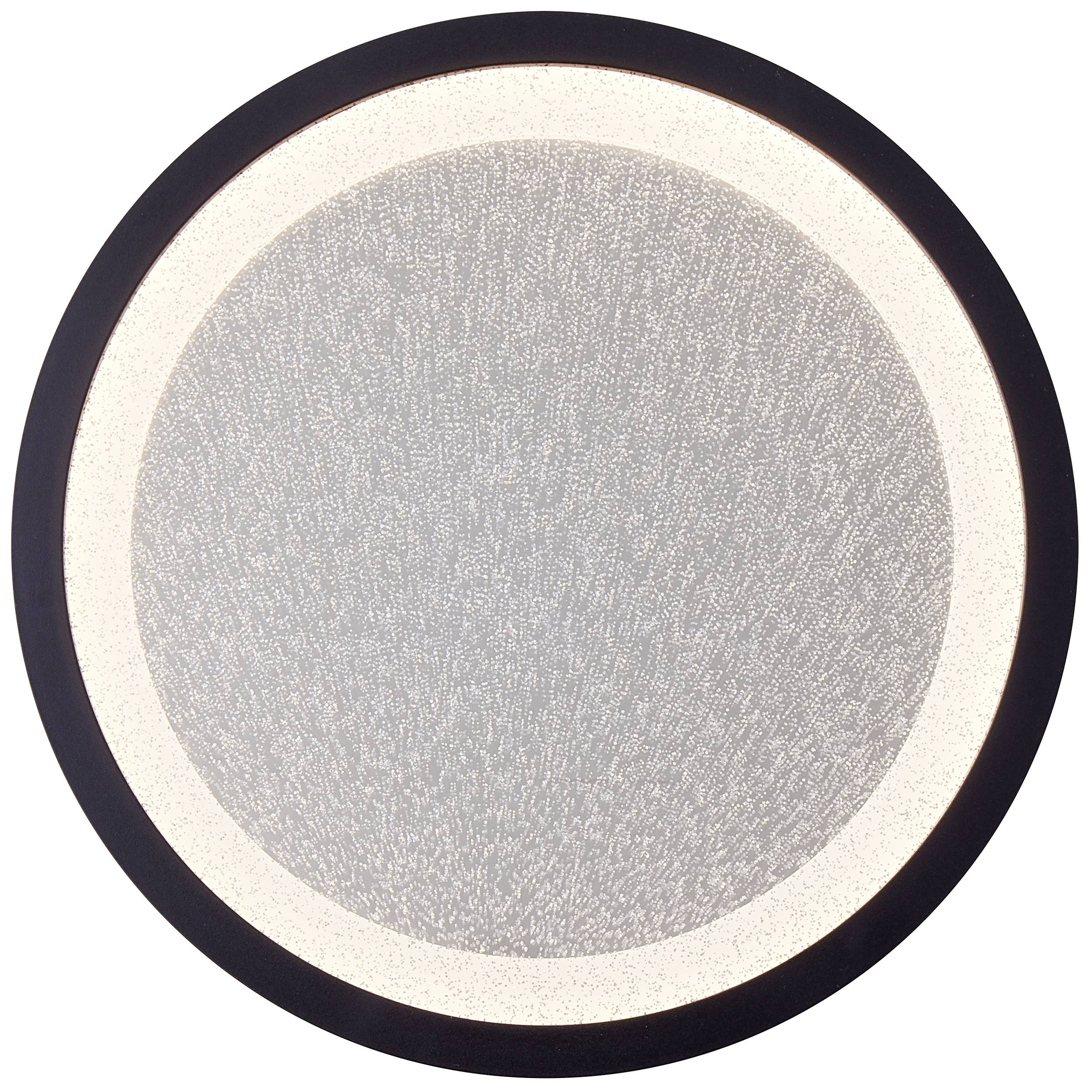 Ein runder Deckenstrahler mit einem dekorativen Rand und gleichmäßig verteiltem Licht in der Mitte, ideal für moderne Wohnräume.