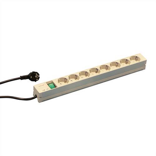 SCHROFF 19-Leiste mit Wippschalter, 8x Schutzkontakt, Deutschland