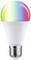 Eine LED-Glühbirne mit Regenbogenfarben auf der Glaskuppel, symbolisiert Vielfalt oder smarte Beleuchtungstechnologie.
