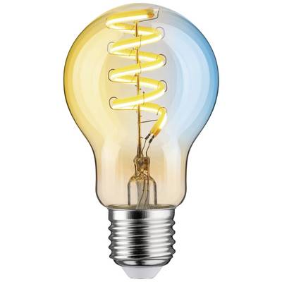 Glühbirne mit sichtbaren Filamenten, leuchtet in warmem Gelbton, symbolisiert Energie und Ideen.