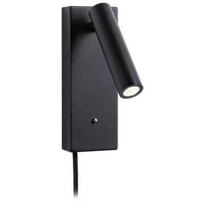 Schwarze, moderne Wandleuchte mit schwenkbarem, zylinderförmigem Lampenkopf, ideal für punktgenaue Beleuchtung in Innenräumen.