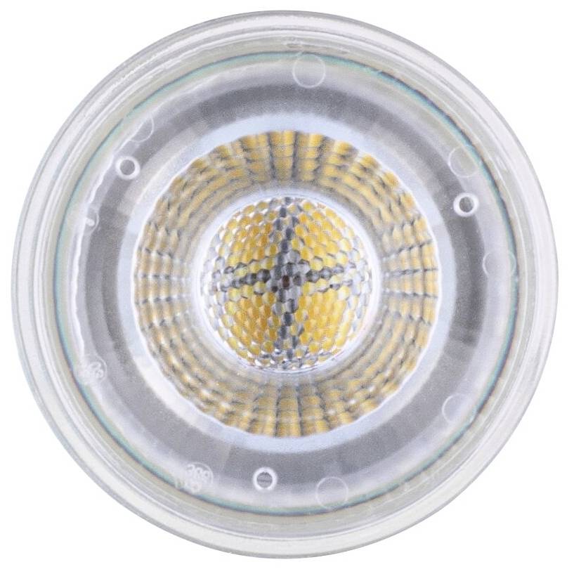 Eine runde LED-Lampe von oben, die das Muster und die Struktur der LED-Lichtemitter zeigt.