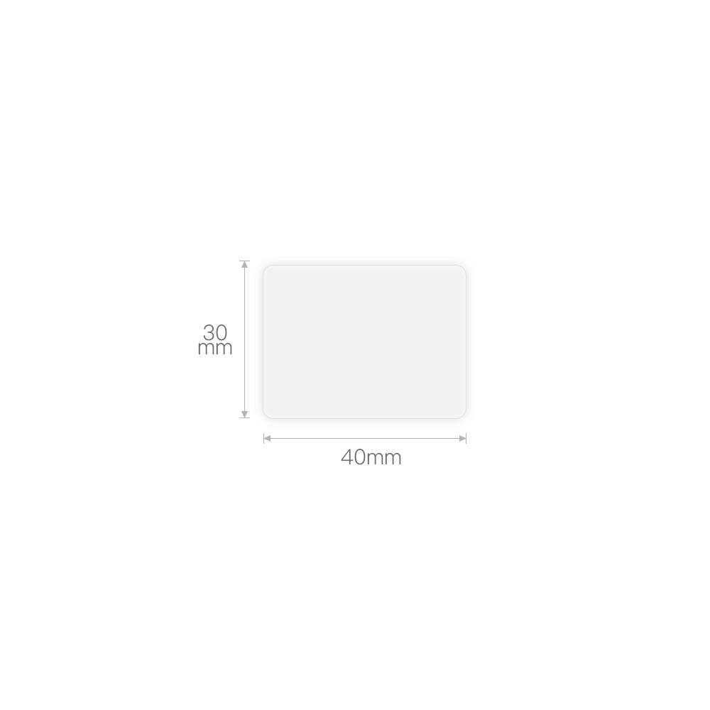 Rechteck mit Maßen 40 mm Breite und 30 mm Höhe, in der Mitte eines weißen Hintergrunds angezeigt.