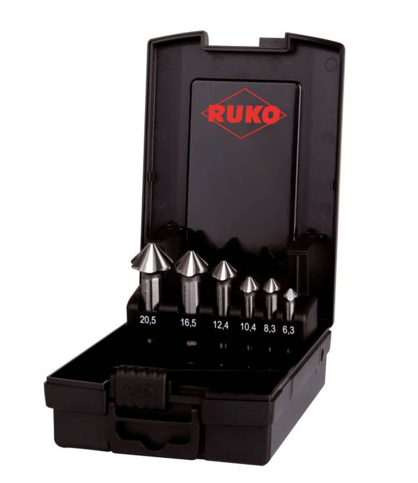 RUKO ULTIMATECUT 102890RO Kegelsenker-Set 6.30 mm, 8.30 mm, 10.40 mm, 12.40 mm, 16.50 mm, 20.50 mm HSS Zylinderschaft 1 Set