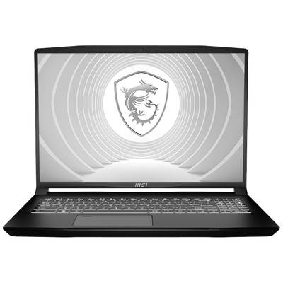 Ein schwarzer Laptop mit dem Bildschirm geöffnet. Auf dem Bildschirm ist ein Logo mit einem Drachen zu sehen.