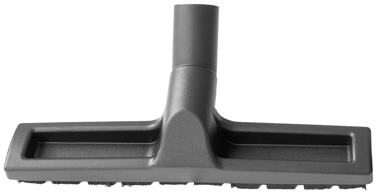 Schwarze Staubsaugerdüse mit rechteckiger Form, geeignet für glatte Oberflächen. Ideal zum Reinigen von Böden oder Teppichen.