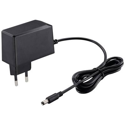 Schwarzes Netzteil mit EU-Stecker und langem Kabel, geeignet für elektronische Geräte.