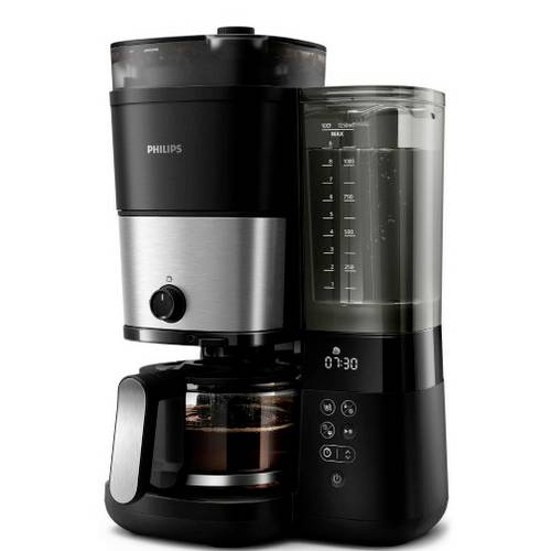 Philips Home HD7900/01 Kaffeemaschine Schwarz, Silber Fassungsvermögen Tassen=10 mit Mahlwerk, Timerfunktion, Warmhaltef...