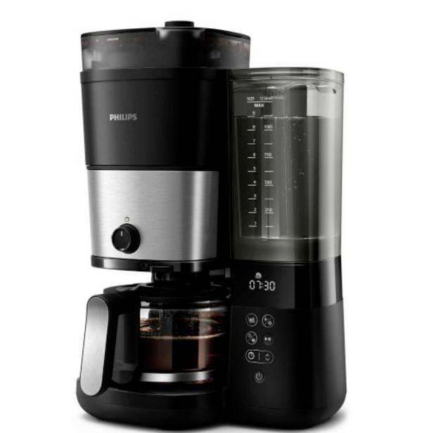 Philips Home HD7900/01 Kaffeemaschine Schwarz, Silber  Fassungsvermögen Tassen=10 mit Mahlwerk, Timerfunktion, Warmhaltefunktion