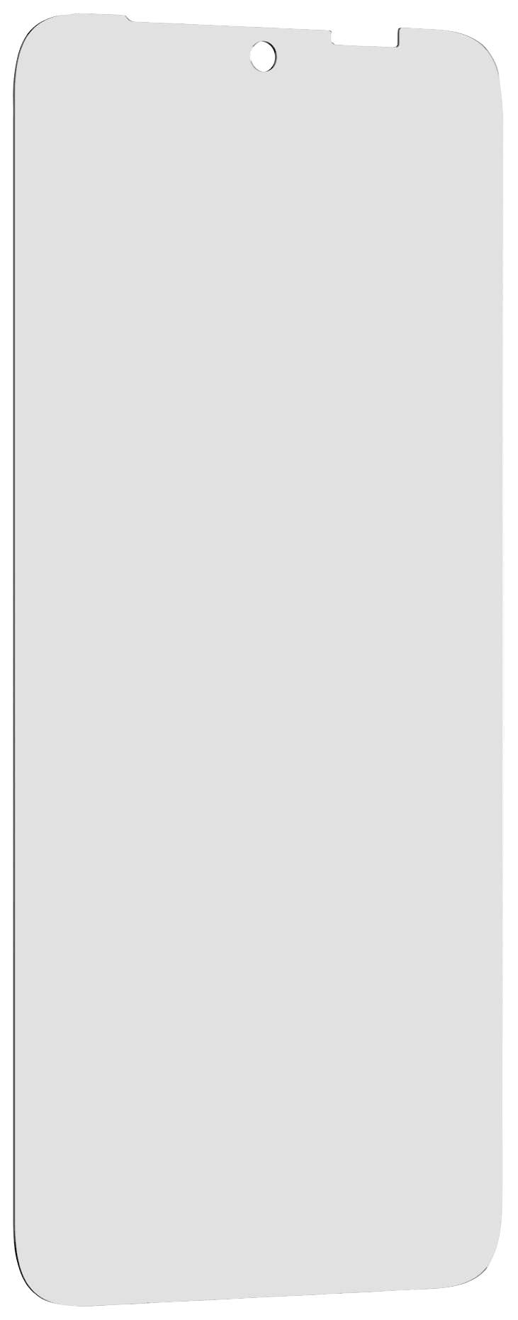 Displayschutz für ein Smartphone, klar und rechteckig, passend für ein typisches Display. Verfügt über Aussparungen für Kamera und Lautsprecher.