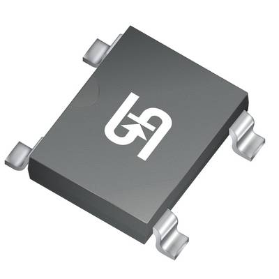 Ein rechteckiger elektronischer Chip mit vier Anschlüssen, jeweils zwei an den kurzen Seiten. Das Symbol 'G' ist auf der Oberseite abgebildet.