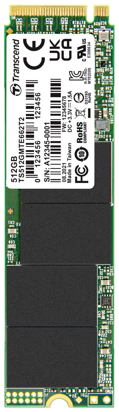 Transcend MTE662T2 128 GB Interne M.2 SATA SSD 2280 PCIe NVMe 3.0 x4 Industrial TS128GMTE662T2