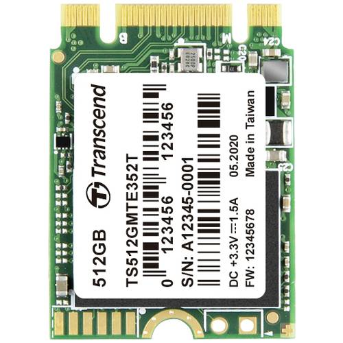 Transcend MTE352T 512 GB Interne M.2 PCIe NVMe SSD 2230 PCIe NVMe 3.0 x2 Industrial TS512GMTE352T