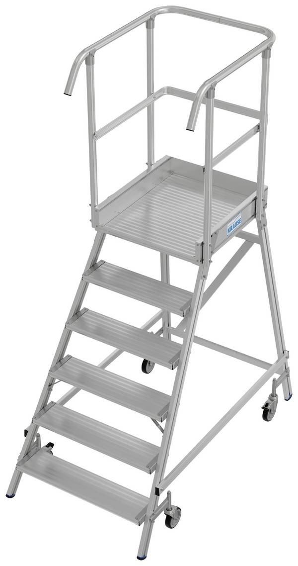 Krause  821041 Aluminium Podestleiter fahrbar, Montage mit Werkzeug Arbeitshöhe (max.): 3.45 m Aluminium  42.3 kg