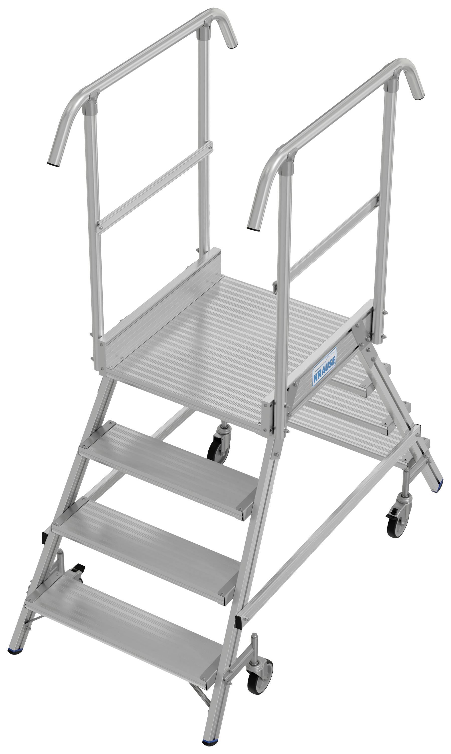 Krause 821089 Aluminium Podestleiter fahrbar, Montage mit Werkzeug Arbeitshöhe (max.): 3 m Aluminium 40.5 kg