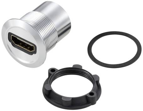 TRU COMPONENTS TC-11980452 HDMI Panel-Adapter Buchse HDMI-Buchse - HDMI-Buchse Silber   Inhalt: 1 St.