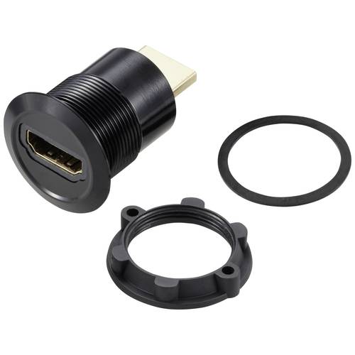 Thumbnail - TRU COMPONENTS TC-11980460 HDMI Panel-Adapter Buchse HDMI-Buchse - HDMI-Stecker Schwarz Polzahl: 1 Inhalt: 1 St.