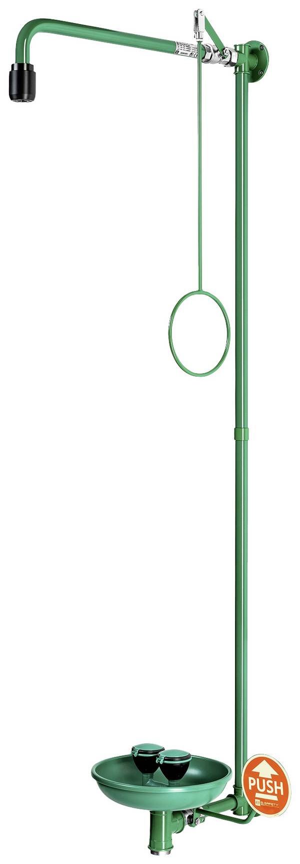 B-SAFETY BR867085 ClassicLine Notdusche mit Augendusche, 2 Brauseköpfe, Auffangbecken Wand