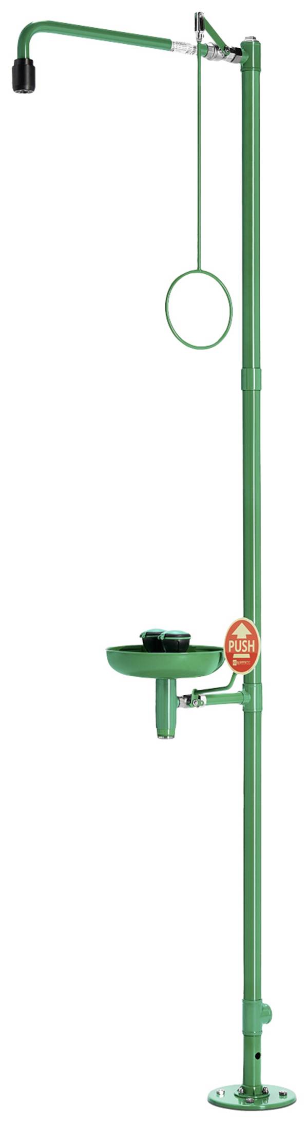 B-SAFETY BR837085 ClassicLine Notdusche mit Augendusche, 2 Brauseköpfe, Auffangbecken Stand