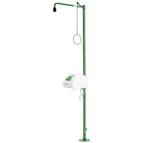 B-SAFETY BR838085 ClassicLine Notdusche mit Augendusche, 2 Brauseköpfe, Auffangbecken, Abdeckung Stand