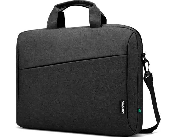 Schwarze Laptoptasche mit zwei Griffen und einem abnehmbaren Schulterriemen, markiert mit 'Lenovo'-Logo unten rechts.