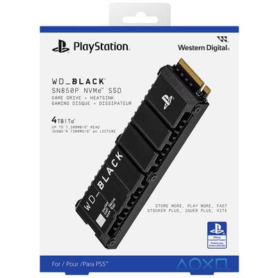 'WD_BLACK SN850P NVMe SSD für PS5', 4 TB Speicherkapazität. Optimiert für Gaming mit Kühlkörper für schnelle und stabile Leistung.