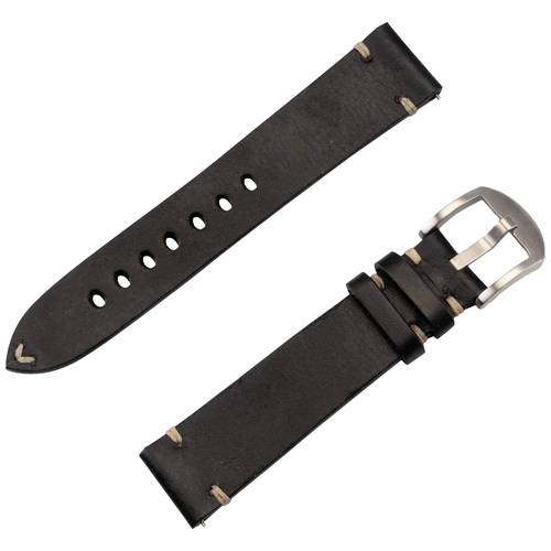 JT Berlin Watchband Alex II Vintage Armband 44 mm, 40 mm, 47 mm, 43 mm, 45 mm, 46 mm, 42 mm, 41 mm M Schwarz, Edelstahl