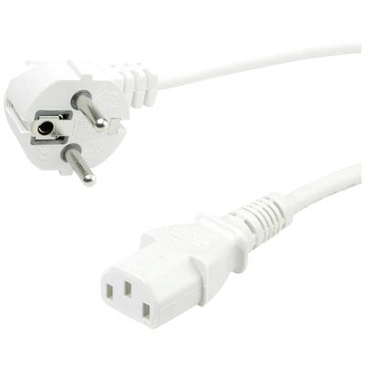 Weißes Stromkabel mit zweipoligem EU-Stecker und IEC-Stecker, geeignet für die Stromversorgung elektrischer Geräte.