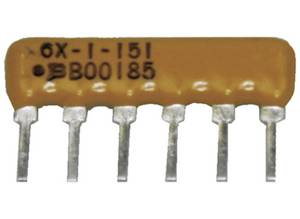 Produktbild von Widerstandsnetzwerk 1kOhm – 4606X-101-102LF, SIP, 6 Pins, 5 Elemente, ±2%, 200mW, 100V