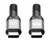 Zwei USB-C-Stecker nebeneinander. Links: "m" Symbol, rechts: Aufschrift '40 Gbps 240W'. Beide haben graue und schwarze Elemente.