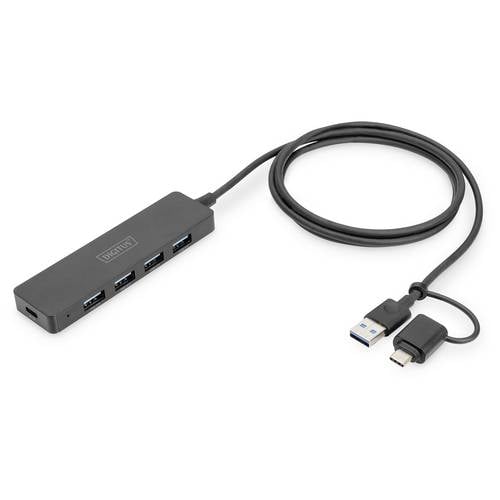 Digitus DA-70236 4 Port USB 3.0-Hub mit USB-C® Stecker Schwarz