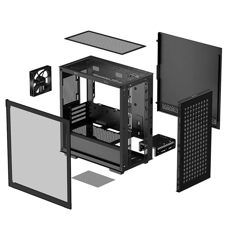 DeepCool CH370, Mini Tower, PC, Schwarz, micro ATX, Mini-ITX, ABS, Stahl, Gehärtetes Glas, Multi-8