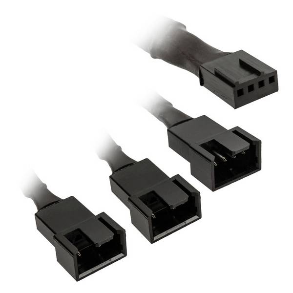 PC-Lüfter Y-Adapter [1x PC-Lüfter Stecker 4pol. - 3x PC-Lüfter Buchse 4pol., PC-Lüfter Buchse 3pol.] 35 cm Schwarz Kolink