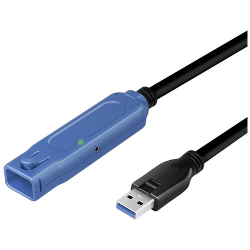 Thumbnail - LogiLink USB-Kabel USB 3.2 Gen1 USB-A Buchse, USB-A Stecker 10.00 m Schwarz, Blau Aktiv mit Signalverstärkung UA0177