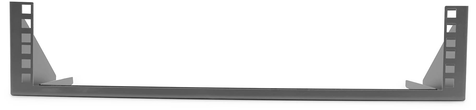 Rackhalterung aus Metall, horizontal ausgerichtet, verwendet zur Montage von IT- und Netzwerkgeräten in einem Server-Rack.