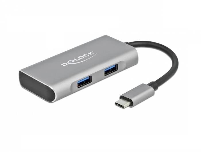 Delock 63260 USB-Hub 2+2 Port USB-A, USB-C® USB 3.2 Gen2 10 GBit/s mit USB-C® Stecker Grau 63260