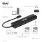 Die Abbildung zeigt einen USB-C-Hub mit mehreren Anschlüssen: USB-A, HDMI, PD Power, RJ45 und einem 14 cm Kabel. Unterstützt 8K@30Hz Display.