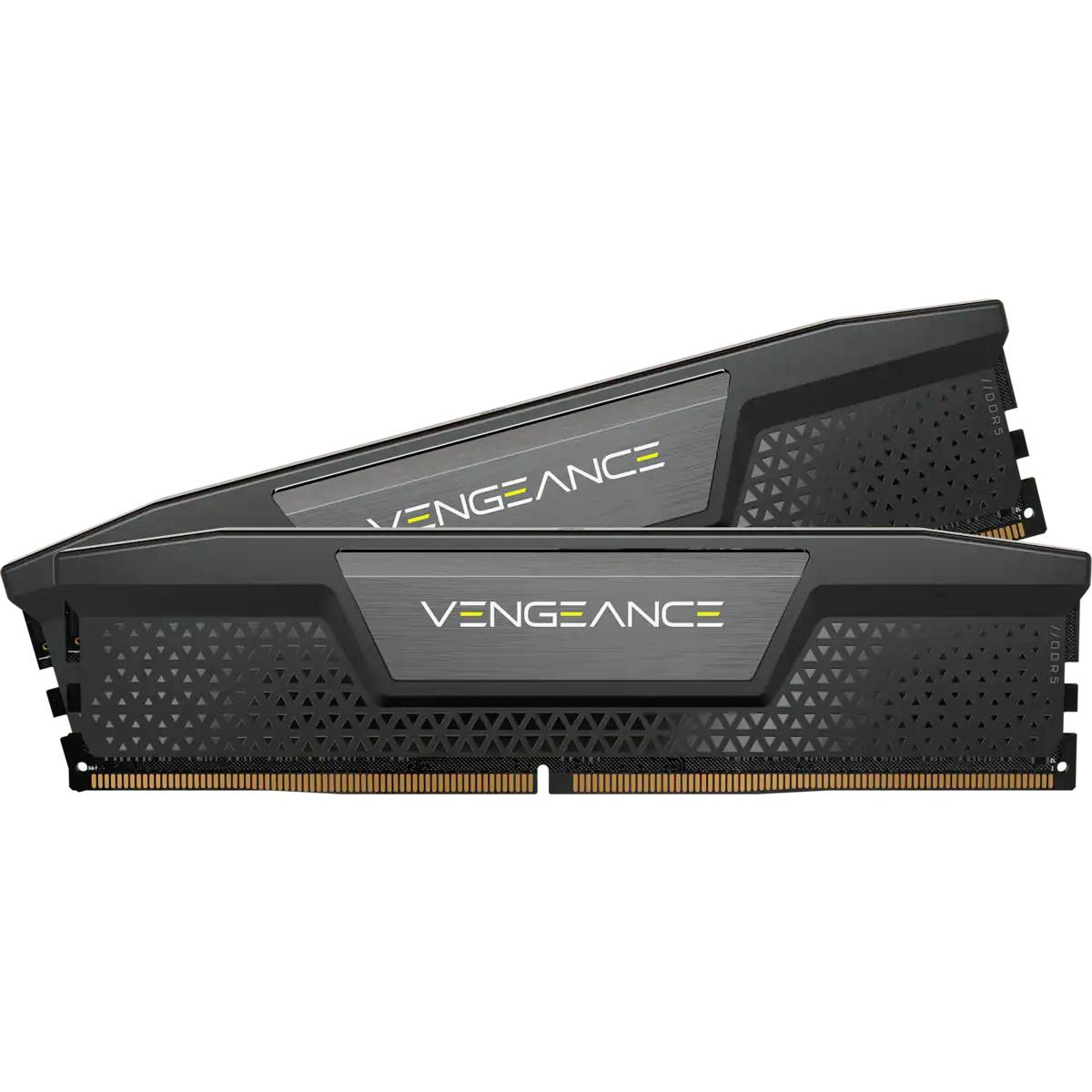 Zwei Corsair Vengeance RAM-Module mit schwarzem Kühlkörper, für leistungsstarke Computer-Performance beworben.