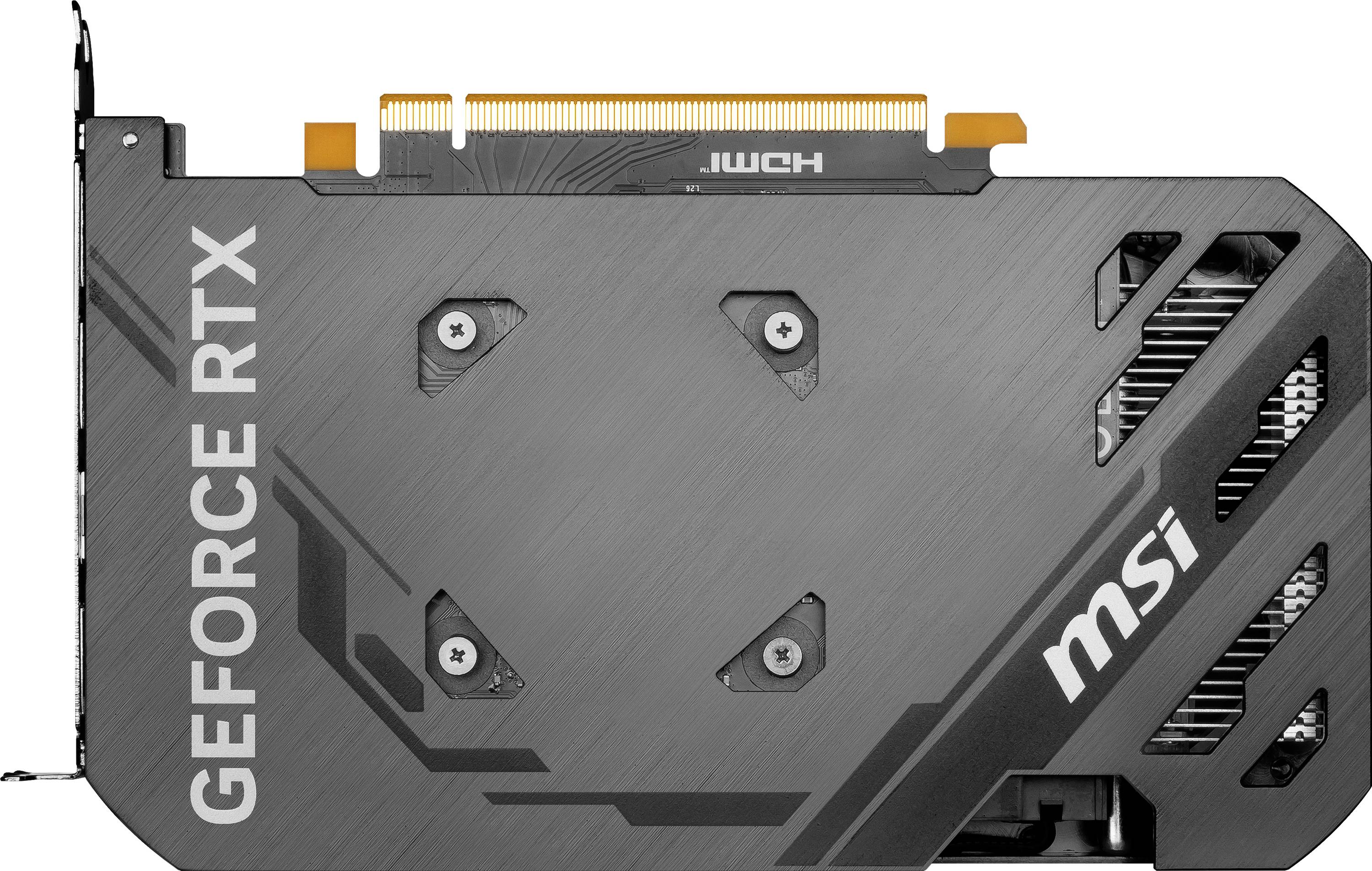 'GeForce RTX'-Grafikkarte, Rückseite mit Heatpipes und MSI-Logo.