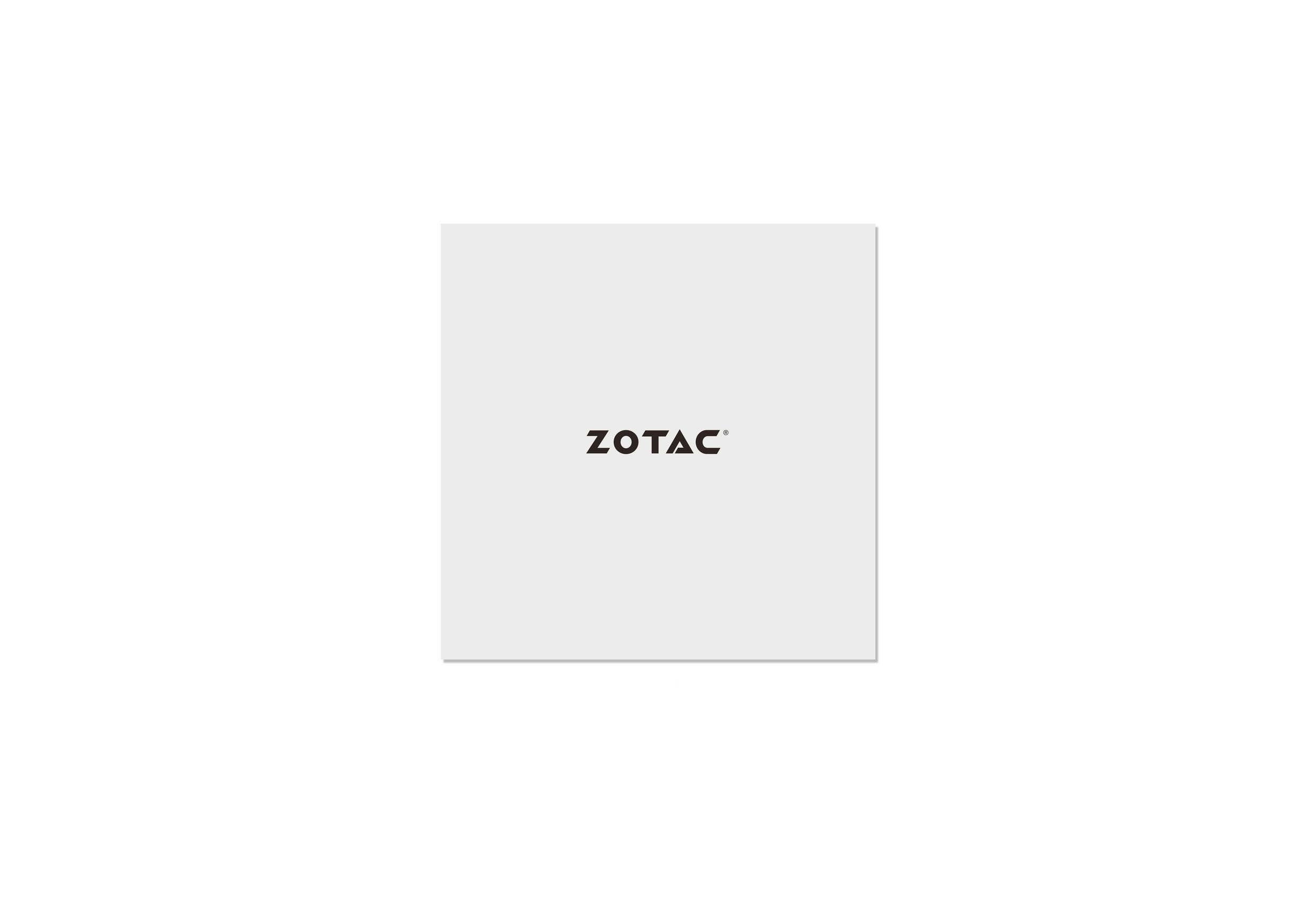 Das Bild zeigt ein quadratisches Logo mit der Aufschrift 'ZOTAC' in schwarzem Text auf weißem Hintergrund.