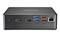 Ein schwarzer Medien-Hub mit mehreren Anschlussmöglichkeiten, darunter USB, HDMI, DP und Ethernet, auf weißem Hintergrund.