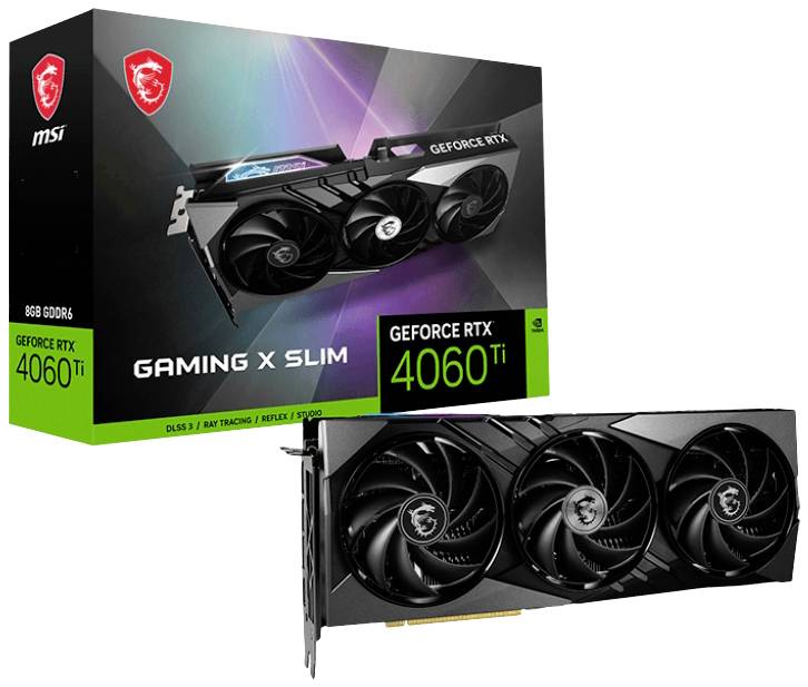 MSI Nvidia GeForce RTX 4060 Ti Videokaart GAMING X SLIM 8 GB GDDR6-RAM PCIe x8 DisplayPort, HDMI NVIDIA G-Sync