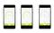 Drei Smartphones zeigen eine Thermostat-App mit Temperaturregler. Links 20,5°C, Mitte 21°C, rechts Betriebsmodi. Helles, benutzerfreundliches Design.