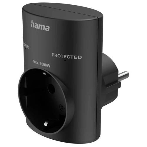 Thumbnail - hama 00223322 Steckdosenadapter, Schutzkontakt, Überspannungsschutz, Netzspannung, Schw.