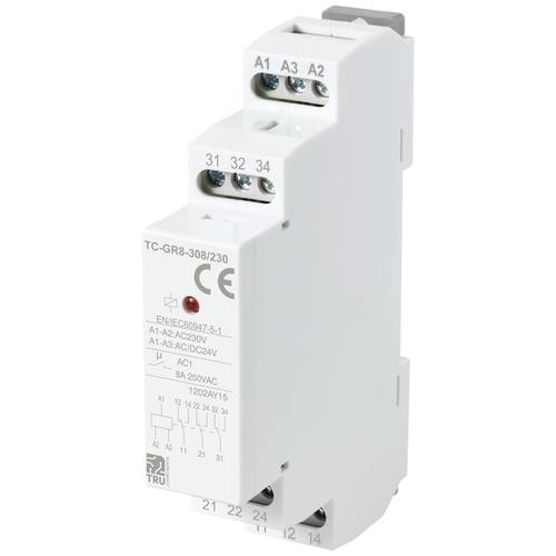 TRU COMPONENTS TC-GR8-308/230 Hilfsschalter 3 Wechsler 24 V/AC, 24 V/DC, 230 V/AC 8 A 1 St.