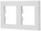 Zweifach-Rahmen aus weißem Kunststoff zur Installation von zwei Schalterelementen.