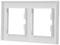 Kunststoffrahmen mit zwei rechteckigen Aussparungen für elektrische Schalter oder Steckdosen, in Weiß gehalten.