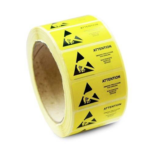 Antistat ESD-Etikett 1000 St. Gelb (L x B) 50 mm x 25 mm 055-0002 selbstklebend